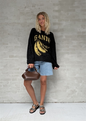 Fine brushed alpaca banana oversized o-neck strik Phantom K2516 Ganni 